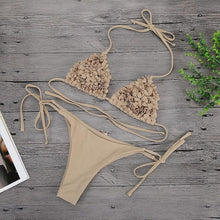 Load image into Gallery viewer, Brazilian 3D Flower Thong Push Up Bandage Swimwear Bikini