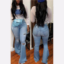 Load image into Gallery viewer, New Summer 2020 High Waist Flare Jeans Black Blue Ripped Female Jeans For Women Skinny Jeans Mom Wide Leg Denim Pants Plus Size