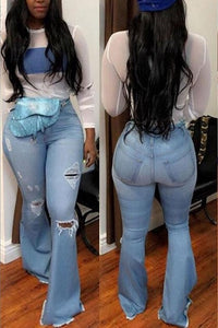 New Summer 2020 High Waist Flare Jeans Black Blue Ripped Female Jeans For Women Skinny Jeans Mom Wide Leg Denim Pants Plus Size