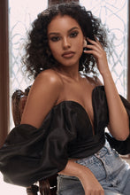 Load image into Gallery viewer, Townlike Deep V Black Bow Sexy Crop Top Women Strapless Summer Tops Off Shoulder Bandage Crop Tank Top Streetwear Cropped 2020