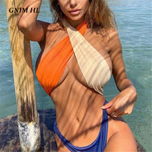 Load image into Gallery viewer, 2020 Bohemian Backless Low Waist Bikini Set Wire Free