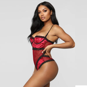 Women's lingerie Sexy One Piece Women Velvet Lace Teddy Underwire Lingerie Jumpsuit Underwear Bodysuit Lenceria bralette лифчик