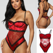 Load image into Gallery viewer, Women&#39;s lingerie Sexy One Piece Women Velvet Lace Teddy Underwire Lingerie Jumpsuit Underwear Bodysuit Lenceria bralette лифчик