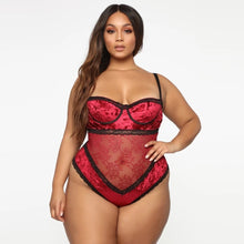 Load image into Gallery viewer, Women&#39;s lingerie Sexy One Piece Women Velvet Lace Teddy Underwire Lingerie Jumpsuit Underwear Bodysuit Lenceria bralette лифчик