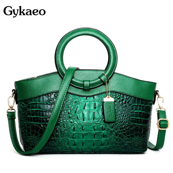 Gykaeo Luxury Handbags Women Bags Designer Crocodile Woman Leather Handbag Ladies Green Party Tote Shoulder Bags Sac A Main 2020