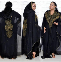 Load image into Gallery viewer, Super size New style African women&#39;s Dashiki fashion Hot drill beads lengthened cape hooded cape long dress  african clothes