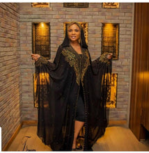 Load image into Gallery viewer, Super size New style African women&#39;s Dashiki fashion Hot drill beads lengthened cape hooded cape long dress  african clothes