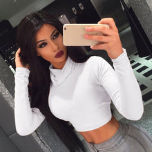 Load image into Gallery viewer, Solid Turtleneck T-Shirts For Women Crop Tops Long Sleeve Shirts Ladies Casual Shirt 2019 Fashion Clothing