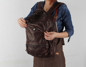 2019 New handmade leather Women's backpack female shoulder bag casual retro ladies big bags top layer cowhide travel backpacks