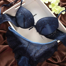 Load image into Gallery viewer, Details about New Womens Sexy Underwear Satin Print Lace Embroidery Bra Sets Panties BC Cup