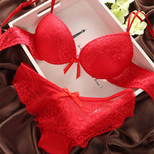 Load image into Gallery viewer, Details about New Womens Sexy Underwear Satin Print Lace Embroidery Bra Sets Panties BC Cup