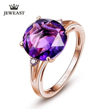 Load image into Gallery viewer, SLFD Natural Amethyst 18K Pure Gold 2020 New Hot Selling Top Ring Women Heart Shape Ring  For Ladies  Woman Genuine Jewelry