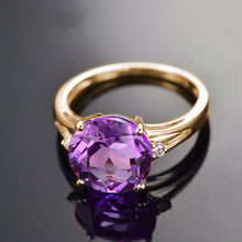 Load image into Gallery viewer, SLFD Natural Amethyst 18K Pure Gold 2020 New Hot Selling Top Ring Women Heart Shape Ring  For Ladies  Woman Genuine Jewelry