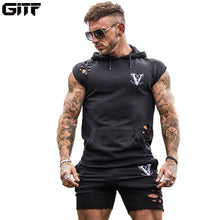 Load image into Gallery viewer, GITF 2019 new Hip hop Hole men sports sets gym Running training suit male street clothing Running Fitness 2-piece sets men