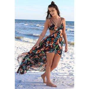 Maxi Dress Lace Up Summer Irregular Backless Beach Long Summer Bohemian Dress