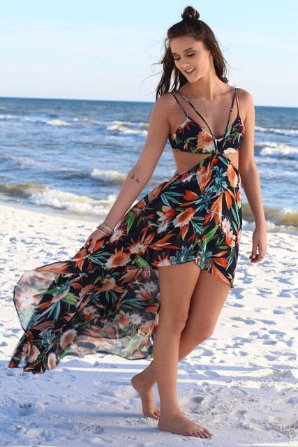 Maxi Dress Lace Up Summer Irregular Backless Beach Long Summer Bohemian Dress