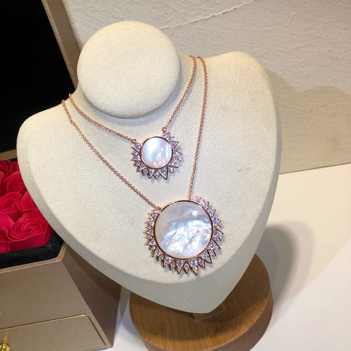 Top Brand Pure 925 Sterling Silver Jewelry For Women Green Beads Pendants Rose Gold Necklace Luxcy Beads Necklace Party Jewelry