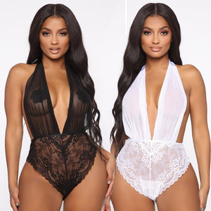 Plus Size Sexy Lingerie Erotic Lace Halter Lenceria Mujer Sexy Underwear Backless Teddy Babydoll Langerie Porno Sex Costumes