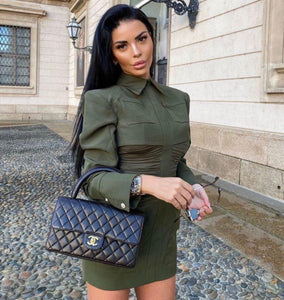 2020 New Arrival Green Mini Dress Sexy Vintage Elgant Party Dress Celebrity Fashion Women Dress Party Club Wear Spring Outfit