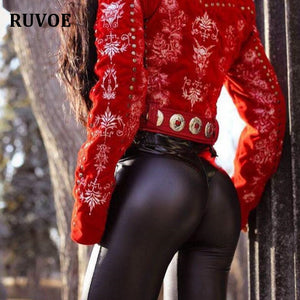 Women's Spring New Brushed High Waist PU Leather Pants Black Leggings Female Shinny Pencil Pants Elastic Trousers Female YFL-021