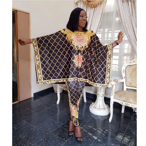 2 Piece Set Africa Clothes African Dashiki New Dashiki Fashion Suit (Top And Trousers) Super Elastic Party Plus Size For Lady