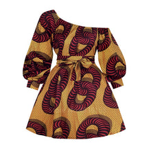 Load image into Gallery viewer, African Dresses for Women Full Sleeve Summer Tilting Shoulder Two Wear Dress Dashiki Print African Rich Bazin Top Maxi Clothes