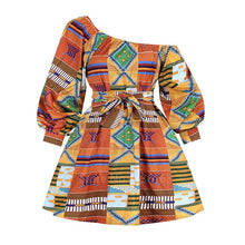 Load image into Gallery viewer, African Dresses for Women Full Sleeve Summer Tilting Shoulder Two Wear Dress Dashiki Print African Rich Bazin Top Maxi Clothes