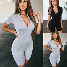 Load image into Gallery viewer, 2020 Sexy Zipper Neck Playsuit Fitness Tights Crop Jumpsuits Costume Yoga Sport Suit Gym One Piece Bodysuit Tracksuit For Women