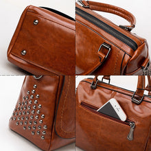 Load image into Gallery viewer, Boston Crossbody Bags for Women 2020 Tote Shouler Bag Luxury Handbags Women Bags Designer Famous Brand Oil Wax Leather Rivet Bag