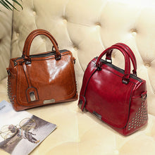 Load image into Gallery viewer, Boston Crossbody Bags for Women 2020 Tote Shouler Bag Luxury Handbags Women Bags Designer Famous Brand Oil Wax Leather Rivet Bag
