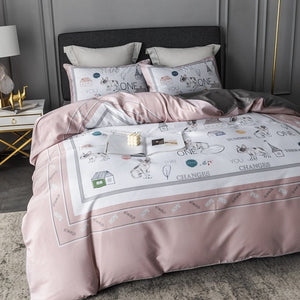 European Style Palace Digital Printing 600TC Egyptian Cotton Bedding Sets Duvet Cover Pillowcase Flat Sheet Luxury Queen King#sw