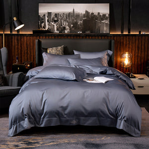 Black egyptian cotton Bedding sets Queen King size Embroidery Bed Duvet cover Bed sheets/fitted sheet linen set hotel bed set