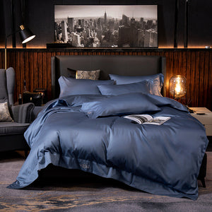 Black egyptian cotton Bedding sets Queen King size Embroidery Bed Duvet cover Bed sheets/fitted sheet linen set hotel bed set