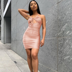 2020 Fashion Women dress Sexy dress Bodycon Hollow out Bandage Dress Women Vestidos Elegant Pink Midi Celebrity Party Dresses