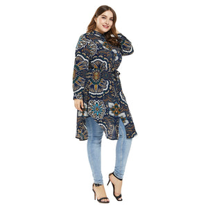 Muslim Women Long Sleeve Printed Top Long Shirt Tops Abaya Turkey T-Shirt Arab Dubai Fashion Islamic Casual Plus Size