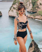 Load image into Gallery viewer, Women&#39;s One Piece Push Up White Long Sleeve Backless Bikini Set