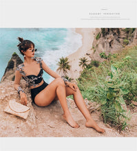 Load image into Gallery viewer, Women&#39;s One Piece Push Up White Long Sleeve Backless Bikini Set