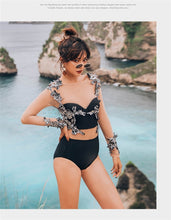 Load image into Gallery viewer, Women&#39;s One Piece Push Up White Long Sleeve Backless Bikini Set