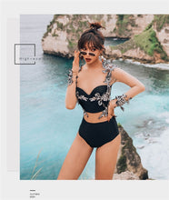 Load image into Gallery viewer, Women&#39;s One Piece Push Up White Long Sleeve Backless Bikini Set