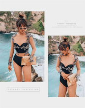 Load image into Gallery viewer, Women&#39;s One Piece Push Up White Long Sleeve Backless Bikini Set