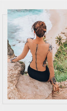 Load image into Gallery viewer, Women&#39;s One Piece Push Up White Long Sleeve Backless Bikini Set