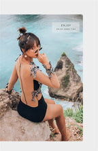 Load image into Gallery viewer, Women&#39;s One Piece Push Up White Long Sleeve Backless Bikini Set