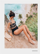 Load image into Gallery viewer, Women&#39;s One Piece Push Up White Long Sleeve Backless Bikini Set