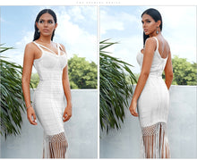 Load image into Gallery viewer, Adyce 2020 New Summer Women Fringe Bandage Dress Vestidos Sexy Sleeveless Tassel Bodycon Club Midi Celebrity Evening Party Dress