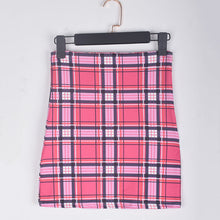 Load image into Gallery viewer, ANJAMANOR Plaid Print Sexy Two Piece Set One Shoulder Long Sleeve Crop Top Skirt Matching Sets Club Outfits Spring 2020 D0-AC72