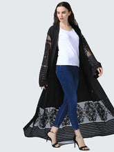 Load image into Gallery viewer, Women Abaya Dubai Kaftan Arab Islam Long Floral Muslim Kimono Cardigan Hijab Dress Turkish Blue Modest Islamic Clothing 2019