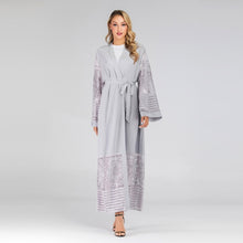 Load image into Gallery viewer, Women Abaya Dubai Kaftan Arab Islam Long Floral Muslim Kimono Cardigan Hijab Dress Turkish Blue Modest Islamic Clothing 2019