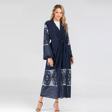 Load image into Gallery viewer, Women Abaya Dubai Kaftan Arab Islam Long Floral Muslim Kimono Cardigan Hijab Dress Turkish Blue Modest Islamic Clothing 2019