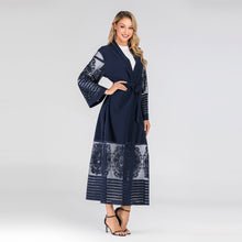 Load image into Gallery viewer, Women Abaya Dubai Kaftan Arab Islam Long Floral Muslim Kimono Cardigan Hijab Dress Turkish Blue Modest Islamic Clothing 2019