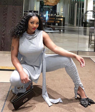 Load image into Gallery viewer, ANJAMANOR Lace Up Bodycon Bandage Sexy 2 Piece Set Women Two Piece Ruched Pants Outfits Clubwear Matching Sets 2020 D64-AF97